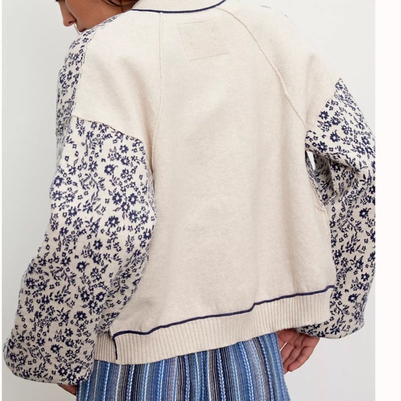 NWT Free People We The Free Maine Cardi Knit Jacket - Cream Combo Floral Small - Picture 4 of 10